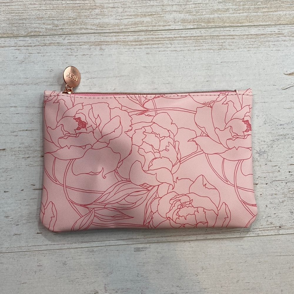 Ipsy Floral Print Light Pink Makeup Bag